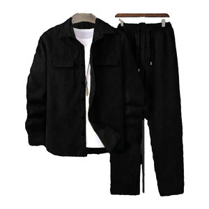 Ensemble survêtement unisexe en molleton 100 % coton, coupe oversize, avec logo 3D, fermeture éclair intégrale, poids moyen, pour l'hiver - Product Image 3