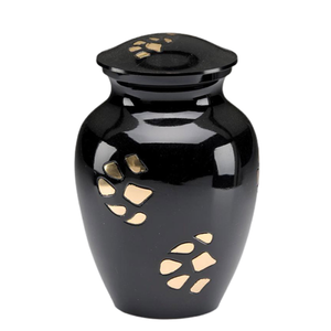 Modern Black American Style Bronze Pet Urn Classic Paw Pattern Cremation <b>Ashes</b> <b>Casket</b> Black Golden Brass Metal Funerals - Product Image 1