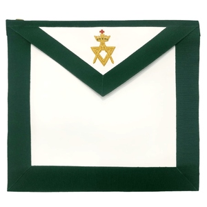 Member Allied Masonic Degrees <b>Apron</b> Green Velvet <b>White</b> Body, Adjustable Belt, Premium Regalia Wear - Product Image 1