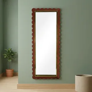 Scalloped <b>Full</b> <b>Length</b> Wall <b>Mirror</b> Brown Frame Decorative Floor and wall <b>Mirror</b> Modern Bedroom Entryway Dressing <b>Mirror</b> HomeDecor - Product Image 2