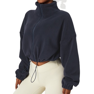 Women's Cotton <b>Cropped</b> Hoodie with Custom Logo <b>Zip</b>-<b>Up</b> Bottom Crop Top for Winter 2025 Front Position Hooded - Product Image 5