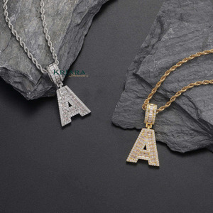 Pendentifs Lettres ABC en Cristal, Diamant de Laboratoire, Plaqué Or, Argent 925, Breloque Unisexe Hiphop, Usage Quotidien - Product Image 6