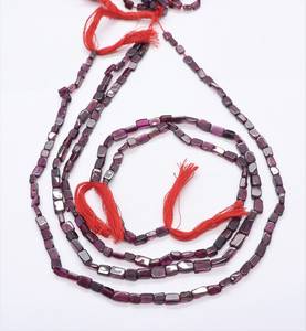 AAA Natural Rhodolite Garnet Smooth Square Shape <b>Beads</b> 4-5 MM <b>Red</b> Garnet Gemstone <b>Beads</b> 14 Inch Strand Plain Rhodolite Garnet - Product Image 3