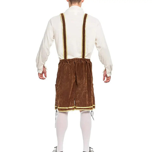 Costumes d'affaires bavarois pour hommes, shorts traditionnels Oktoberfest Trachten en velours gaufré marron, tenue de festival, grandes tailles adultes - Product Image 2