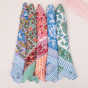 Foulard carré en coton polyvalent, motif floral, bandana respirant, décontracté, été, unisexe, mode ethnique, haute qualité - Product Image 4