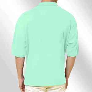 เสื้อโปโลผู้ชายสีเขียวอ่อนล้วน หลายขนาด 100% โพลีเอสเตอร์ แห้งเร็ว แขนสั้น พร้อมโลโก้ตามสั่ง - Product Image 2