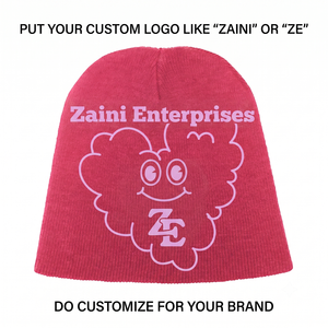 ZAINI Premium 380 GSM Acrylic Rib Knit Unisex Adults Winter Beanie Cap Maroon Custom Embroidery Twill Patch Woven Label - Product Image 1