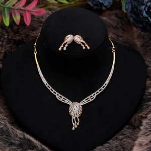 Premium Delicate Necklace Set CZ 22K Gold Plated Brass Adjustable Elegant Minimal Bridal Jewelry for Women - Product Image 2