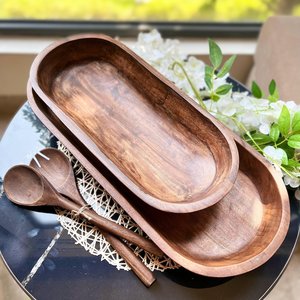 Bandeja Decorativa Multiusos de Madera Clásica Ecológica Hecha a Mano, Tazón para Masa Pulido, Soporte para Pan y Frutas, Estilo Rústico para Mesa - Product Image 3
