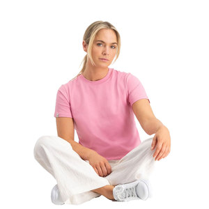 T-shirt pour femme en coton peigné doux, style luxueux, infroissable, résistant à la décoloration, minimaliste, pour un usage quotidien - Product Image 6