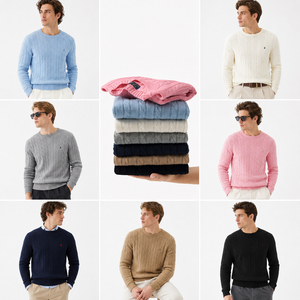 Pull en maille vert foncé pour homme, tricot torsadé mi-lourd, vêtements d'hiver, Meow Fashion, vente en gros, lot de pulls, vêtements - Product Image 5