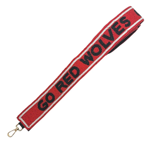 Red Webbing <b>Strap</b> With Go Red Wolves Text Fashionable <b>Bag</b> Accessory - Product Image 1