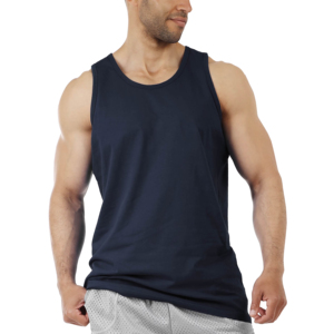 เสื้อกล้ามผู้ชายผ้าคอตตอนผสมโพลีเอสเตอร์ 190 GSM ทรงหลวม แห้งเร็ว พิมพ์โลโก้ได้ตามต้องการ เหมาะสำหรับออกกำลังกาย ฟิตเนส เล่นกีฬา - Product Image 4