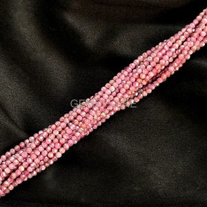 Cuentas redondas microfacetadas de rubí rojo natural de 2 mm, cuentas de piedras preciosas sueltas con corte de diamante, cuentas de rubí para la fabricación de joyas, venta al por mayor. - Product Image 2