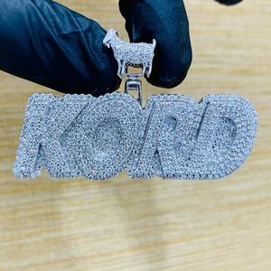 Colgante de Plata de Ley 925 con Moissanita de 3.50 Ct, Diseño de Letra Personalizada, Baño de Oro, Piedra de Diamante, Colgantes Finos para Fiestas - Product Image 1