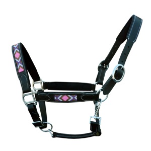 Collier de tête équestre de luxe en cuir véritable, design perlé, réglable, durable, brodé - Product Image 5