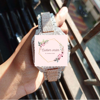 Montre Hip Hop pour homme personnalisée, boîtier carré en acier inoxydable, mouvement japonais, sertie de moissanite, luxe, style Iced Out
