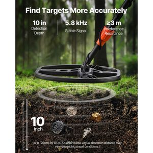 Rilevatore d'oro professionale ad alta precisione per adulti, metal detector in alluminio da 10 pollici, bobina di ricerca impermeabile IP68, display e cuffie - Product Image 2