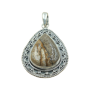 Pendentif en jaspe naturel, argent sterling 925, fait main, forme goutte d'eau, bijoux vintage de créateur, cadeau pour femme, pièce maîtresse - Product Image 1