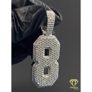 Moissanite Diamond <b>Iced</b> Out 8 Pendant Hip Hop Necklace Luxury Bling <b>Chain</b> Custom Number Jewelry Gift For Men - Product Image 3