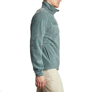 Veste polaire pour homme à col montant avec fermeture éclair intégrale, couleur unie, logo sur le devant, qualité supérieure, veste d'hiver pour homme à prix avantageux - Product Image 4