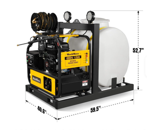 Laveuse à pression à eau chaude neuve de marque ORIGINAL, 4000 PSI, 4 GPM, démarrage électrique, montée sur châssis avec réservoir de 175 gallons, HPW40KT - Product Image 1