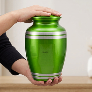 Green Metal Cremation Urn for Human Ashes Custom Colour Adult Funeral Memorial Urn High Quality Metal Urns Supplier Manufacturer - Product Image 2
