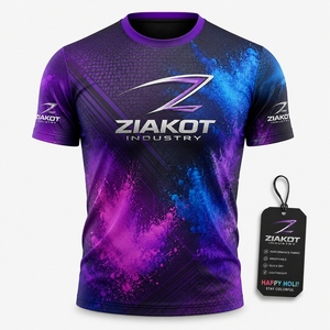 Camiseta ZIAKOT de nuevo diseño para hombre, personalizada, con estampado 3D en morado, azul y negro, para el festival Holi, con polvo de colores. - Product Image 1