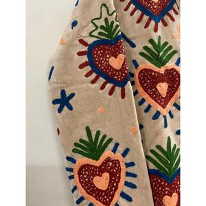 Veste en velours tricoté en coton brodée à la main pour femme, col mandarin, manches longues, motif floral, ouverte sur le devant, style Prairie, hiver/printemps - Product Image 3
