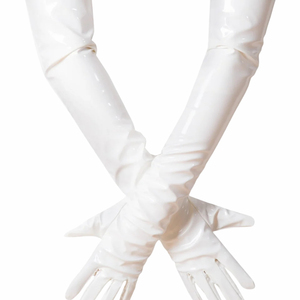 White PU Opera-Length <b>Gloves</b> Retro Style Unlined For Party Wear - Product Image 2