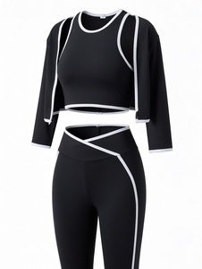 Conjunto Deportivo de Yoga de 3 Piezas para Mujer, con Logotipo Frontal, en Colores Personalizados, Elástico, de Spandex/Nailon, para Gimnasio y Entrenamiento - Product Image 2