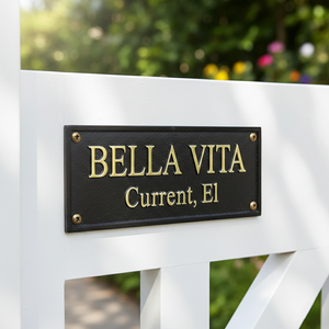 Letrero de Dirección Personalizado Bella Vita de Metal, Letras de Latón Negro, Placa para Puerta Exterior Atornillada, Moderna, Resistente al Agua, Duradera, para Apartamento - Product Image 1