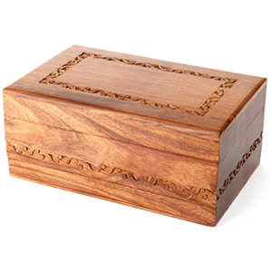 Urna Funeraria de Madera Maciza Natural - Caja Conmemorativa Decorativa Grabada a Mano para Cenizas Humanas - Urnas Profesionales para Funerales - Product Image 1