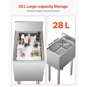 Contenitore per Ghiaccio Commerciale in Acciaio Inox da 28 L, 12 X 19 X 37, con Coperchio Scorrevole e Portabottiglie Regolabili - Product Image 2