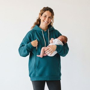 Sudadera de Maternidad y Lactancia Regal Three LLC con Cremallera, Bolsillos y Hombros Caídos, Sudadera para Amamantar 100% Forro Polar - Product Image 6