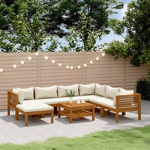 Ensemble de salon patio en bois d'acacia massif 8 pièces avec coussins crème pour le jardin - Product Image 1