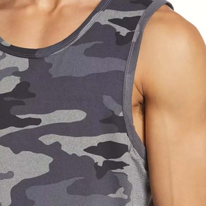 New Wholesale Men Grey <b>Camo</b> Printed Light Weight Fabric O Neck Style Fitness Tanktop Quick Dry And Breathable Oem Services - Product Image 4