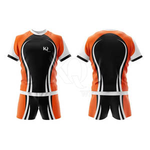 Uniforme de rugby pour hommes adultes, tissu extensible léger et respirant, coupe confortable, séchage rapide, maillot à manches courtes, short assorti - Product Image 3