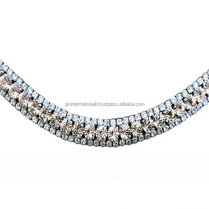 Impresionante banda para cejas de caballo de cuero italiano, cristales de corte prémium, color negro, plateado y gris, 3 filas, en todos los tamaños y colores, venta al por mayor - Product Image 5