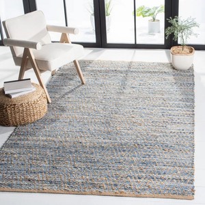 Tapis de salon rectangulaire en jute à rayures côtières, à poils ras, tissage plat, antidérapant, écologique, adapté aux animaux domestiques, pour pique-nique et salon - Product Image 2