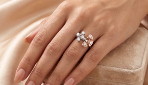 14K 18K Rose White Gold IGI Certified Lab Grown Diamond <b>Open</b> <b>Ring</b> Floral Branch Design Prong Setting DEF VVS OEM ODM Custom - Product Image 2