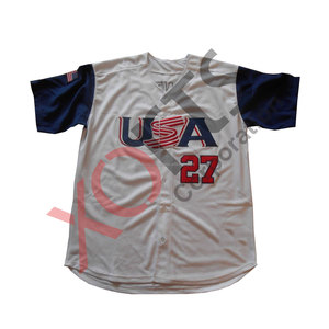 High Quality Custom Made Baseball Full <b>Button</b> Jersey <b>White</b> and Navy Blue Panel Baseball Full <b>Button</b> Jersey - Product Image 3