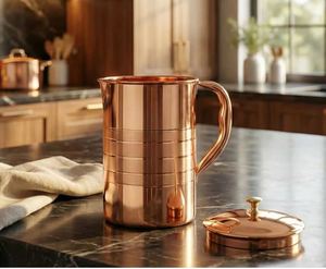 Ensemble de carafes en cuivre pour un service d'eau stable et sûr, ensemble métallique avec verres, durable, réutilisable, pour la cuisine et la salle à manger. - Product Image 6