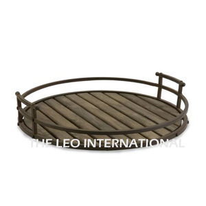 Steel Metal <b>Mirror</b> Glass Oval Shape Leaf Design Serving <b>Tray</b> Customized Light Luxury Decorative <b>Tray</b> - Product Image 6