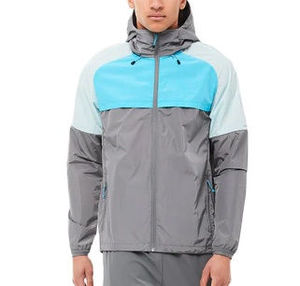 Ensemble de veste coupe-vent à capuche pour homme, color-block, sportif, séchage rapide, polyester, gris clair, bleu, gris - Product Image 3