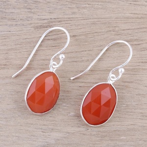 Pendientes de Aro de Plata de Ley 925 con Ónix Naranja, Hechos a Mano, Estilo Bohemio, Sin Níquel, Regalo de Joyería para Mujer - Product Image 4