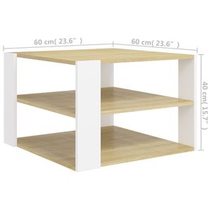 Tavolino da Caffè Moderno Quadrato in Rovere Sonoma e Legno Ingegnerizzato Bianco - Product Image 5