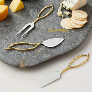 Handmade Brass Handle <b>Cheese</b> Knives <b>Set</b> of 3 <b>Cheese</b> Knives Brass <b>Cheese</b> Knives <b>Set</b> of 3 Valleta Gold <b>Cheese</b> Knives <b>Set</b> of 3 - Product Image 2