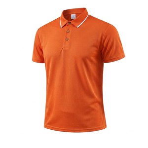 Plain <b>Orange</b> Color Men's Pure Cotton Quick Dry Fabric Men's Summer Wear <b>Polo</b> Shirt Regular Fit Button style <b>Polo</b> Shirts - Product Image 1