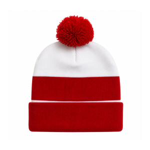 Delta |Sigma | Theta Sorority Women's Knitted Beanie Winter Cap Red & <b>White</b> Embroidered DST 1913 Cuffed Pom Pom Cap Headwear - Product Image 4